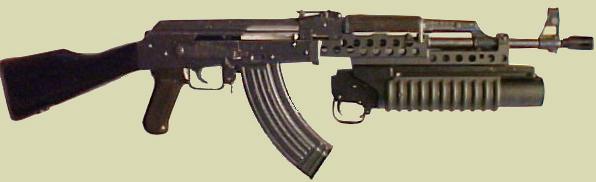M203PI 40mm Modular showing the M203PI 40mm Grenade Launcher mounted to the AK-47 Rifle.