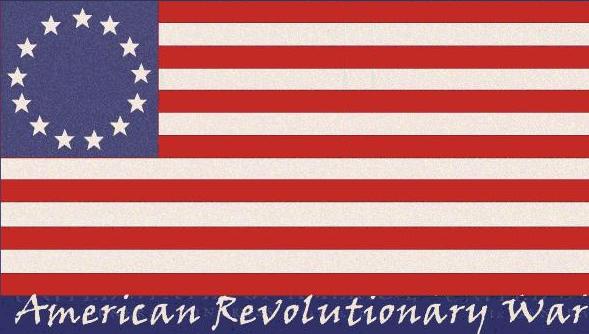 Photo of the American Flag as it was during the American Revolutionary War where the American Rebels including Ben Franklin attempted creating grenades while the British actually used grenades.